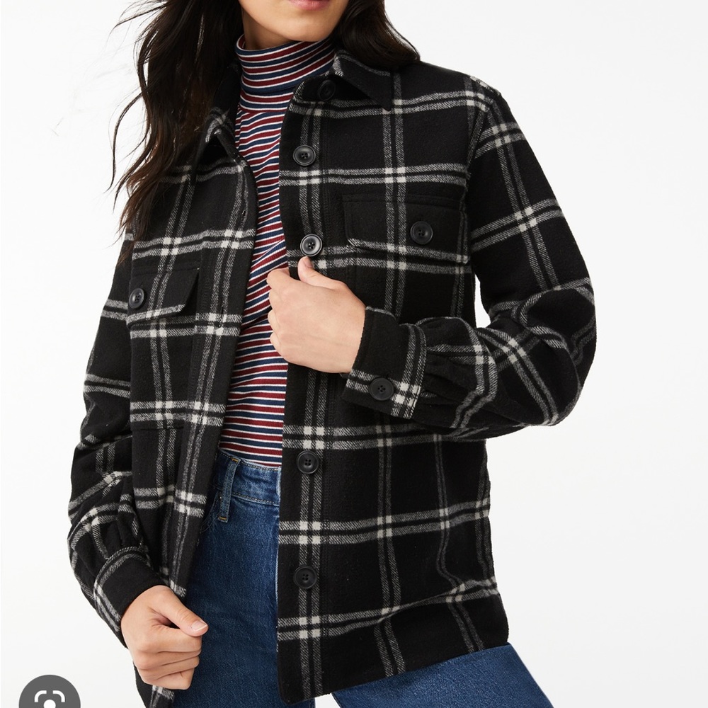 Black plaid shacket